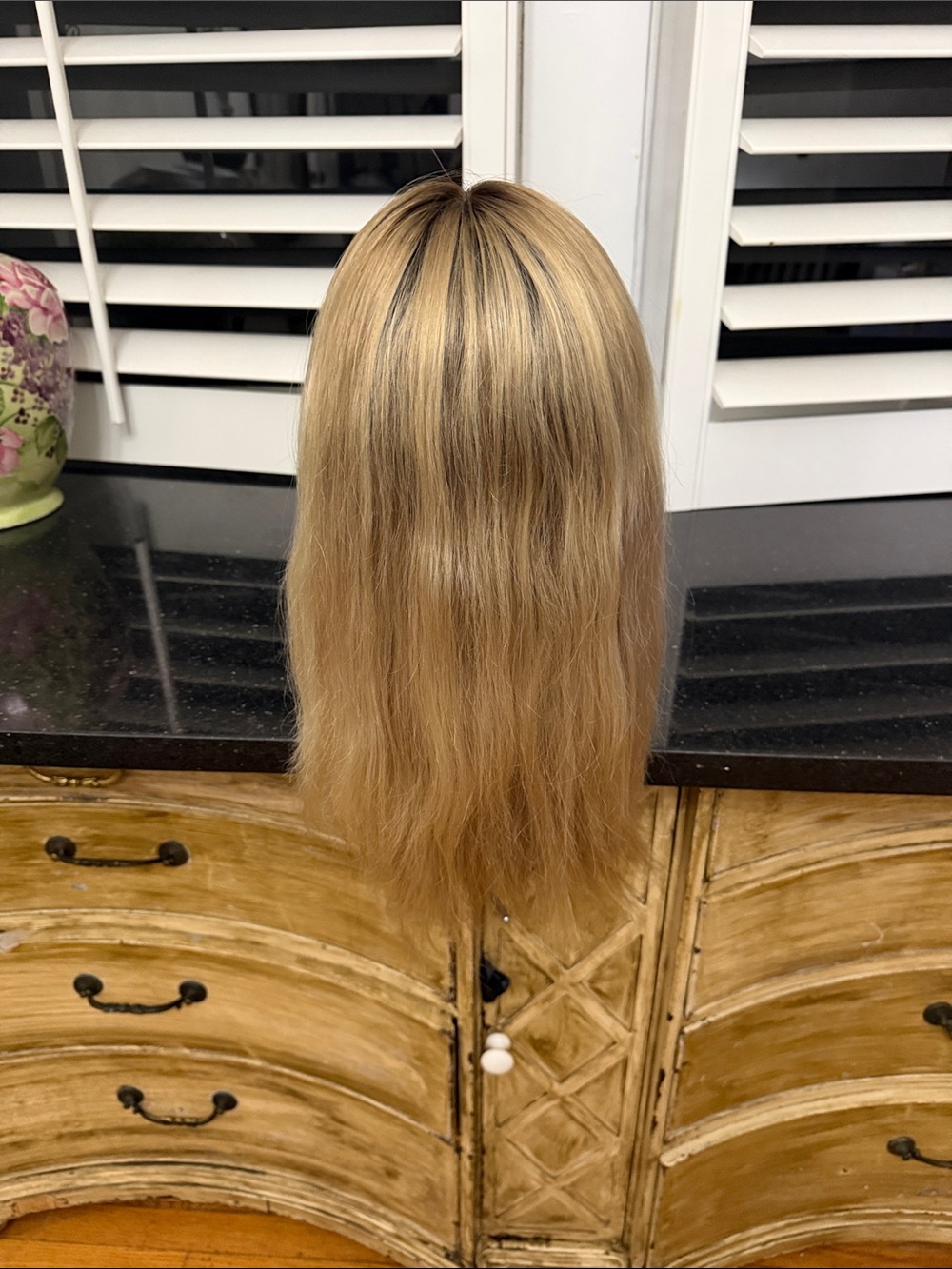Rooted Blonde Women's Wig with Natural Dark Roots